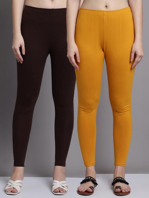 women multicolored solid set of 2 ankle length legging - 20951081 - Very Small Image - 1