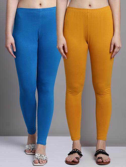 women multicolored solid set of 2 ankle length legging - 20951083 - Very Small Image - 1