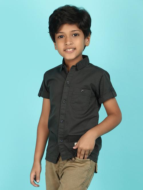 boys short sleeved solid shirt - 20951154 - Very Small Image - 1