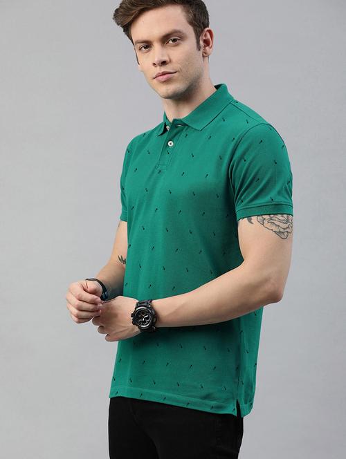 green cotton blend all over print tshirt - 20952033 - Very Small Image - 1