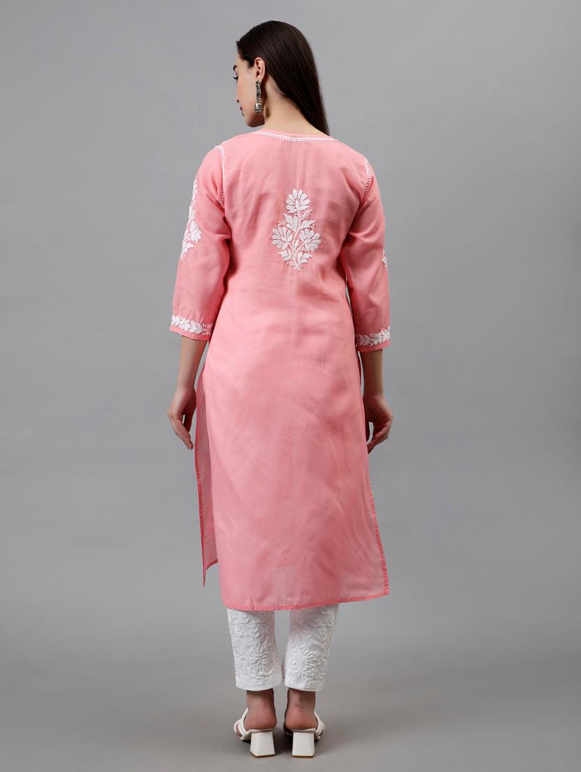 women three quarter sleeve straight kurta - 20957578 - Standard Image - 3