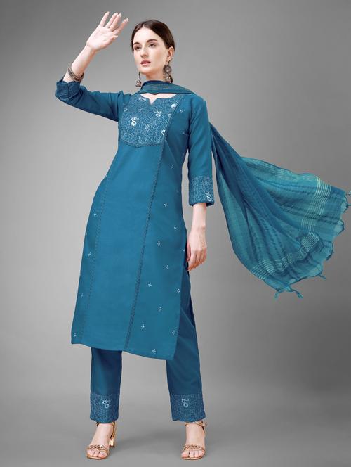 women three quarter sleeve kurta pant set - 20957924 - Very Small Image - 1