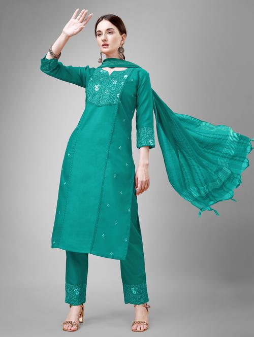 women three quarter sleeve kurta pant set - 20957927 - Very Small Image - 1