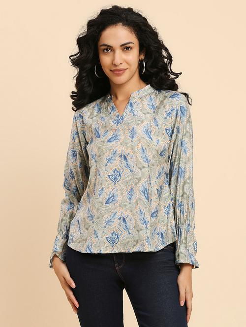 grey printed detailed regular top - 20958654 - Very Small Image - 1