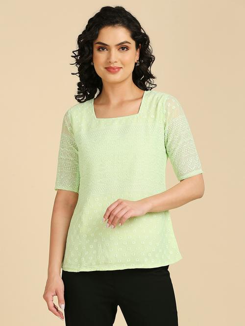 women light green self-designed regular top - 20958681 - Very Small Image - 1