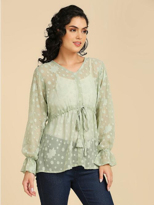 women green self design detailed top - 20958687 - Very Small Image - 1