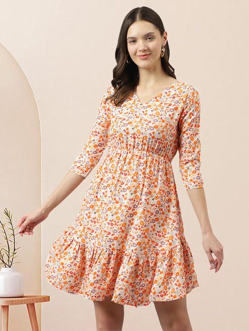 women multicolored floral printed fit & flare dress - 20960320 - Very Small Image - 1