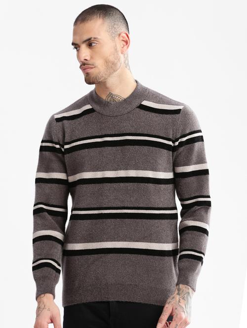 men long sleeved striped pullover - 20960847 - Very Small Image - 1