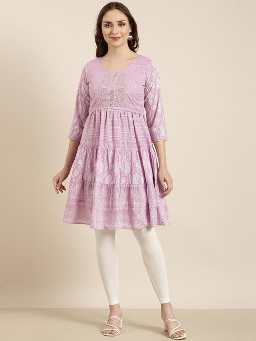Women Three Quarter Sleeve Flared Kurta - 20961060 - Very Small Image - 1