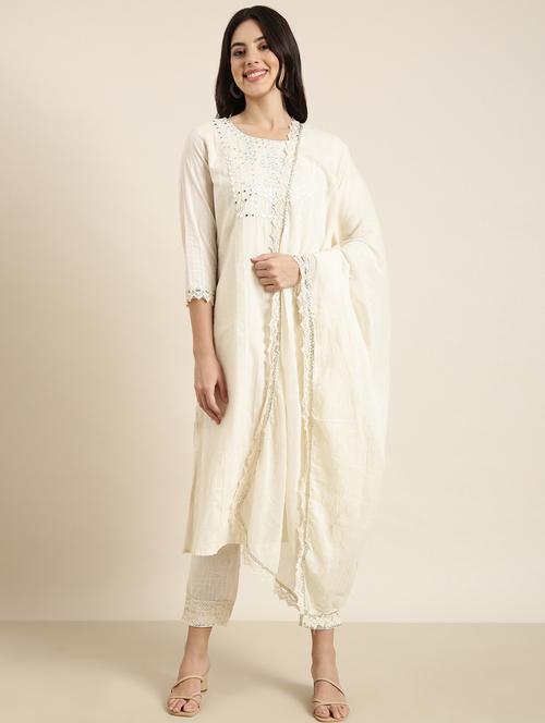 women mirror work kurta pant set with dupatta - 20961195 - Very Small Image - 1