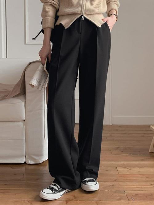 women solid high rise korean pant  - 20961517 - Very Small Image - 1