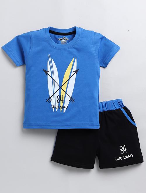 Boys Round Neck Graphic Printed Shorts Set - 20961560 - Very Small Image - 1