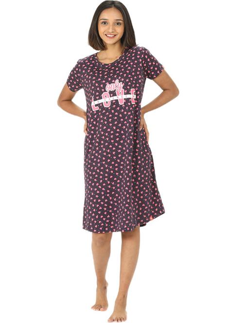 women printed round neck sleepshirt - 20961895 - Very Small Image - 1