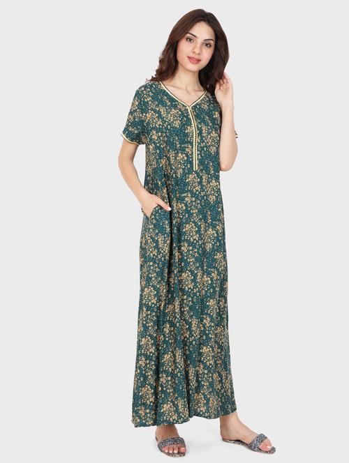 women green printed short sleeves nighties - 20961944 - Very Small Image - 1