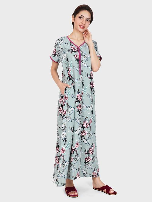 women v neck short sleeves nighties - 20961964 - Very Small Image - 1