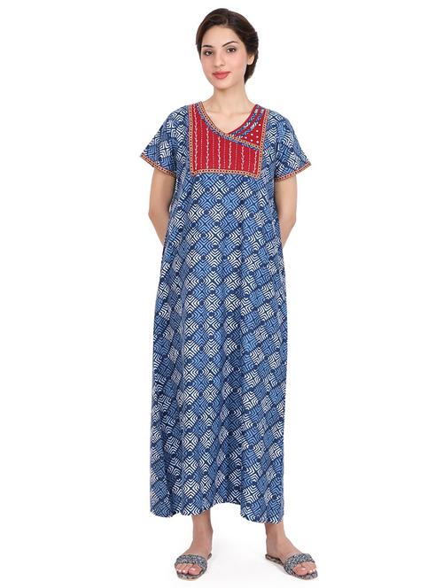 women short sleeve printed nighty - 20962008 - Very Small Image - 1