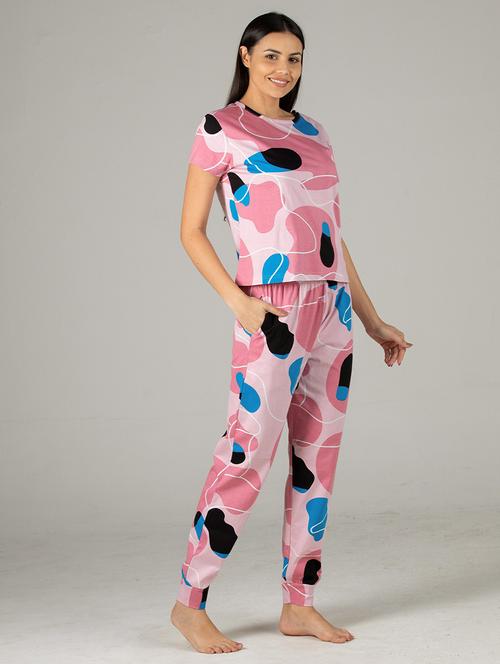 pink printed detailed top & pyjama set - 20962213 - Very Small Image - 1