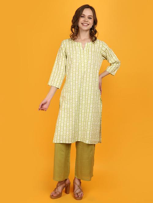 women green printed kurta palazzo set set - 20962386 - Very Small Image - 1