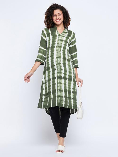 women green tie & dye high-low tunic - 20963845 - Very Small Image - 1