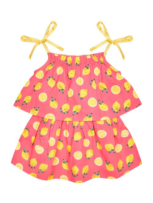 pink printed layered detailed frock - 20965691 - Very Small Image - 1