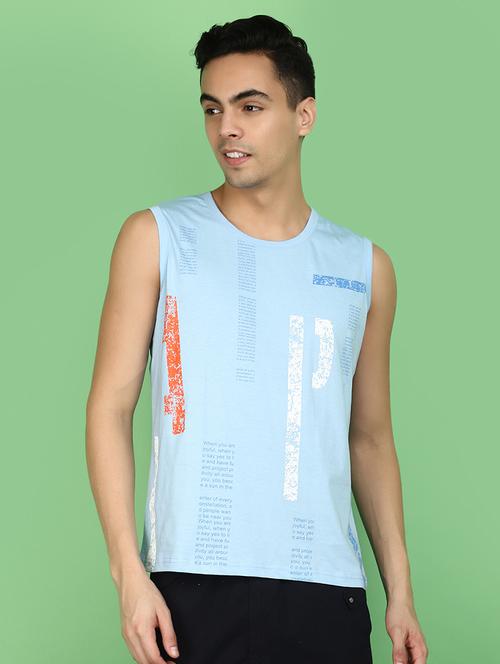 men round neck front print vest - 20965927 - Very Small Image - 1