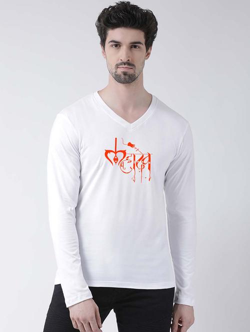 men v-neck chest printed t-shirt - 20968827 - Very Small Image - 1