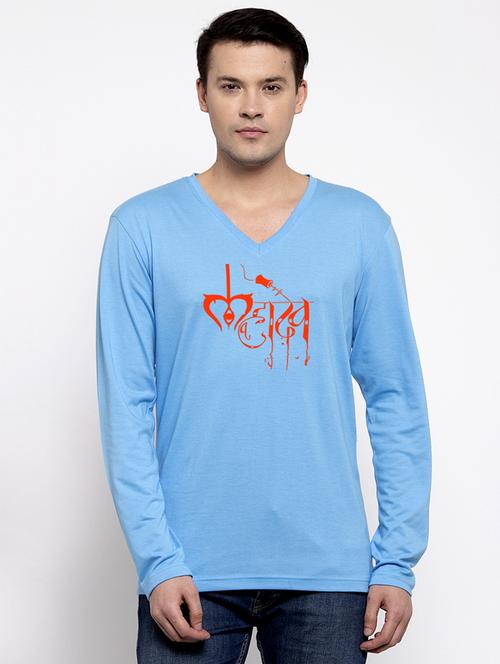 men v-neck chest printed t-shirt - 20968831 - Very Small Image - 1