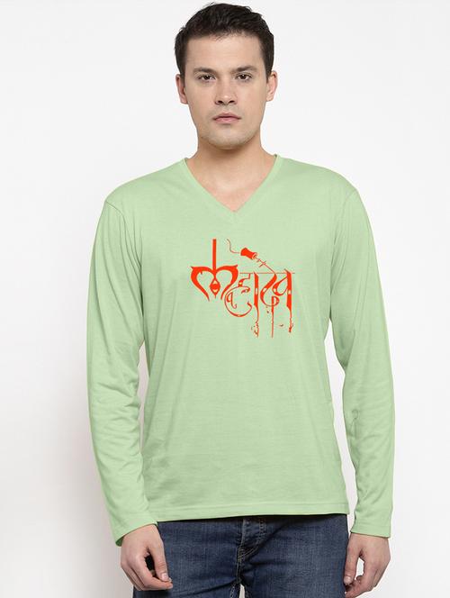 men v-neck chest printed t-shirt - 20968833 - Very Small Image - 1