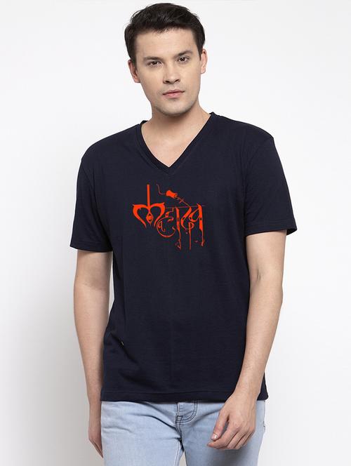 men v-neck chest printed t-shirt - 20968840 - Very Small Image - 1