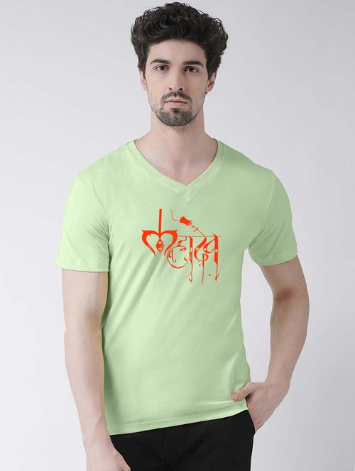 men v-neck chest printed t-shirt - 20968843 - Very Small Image - 1