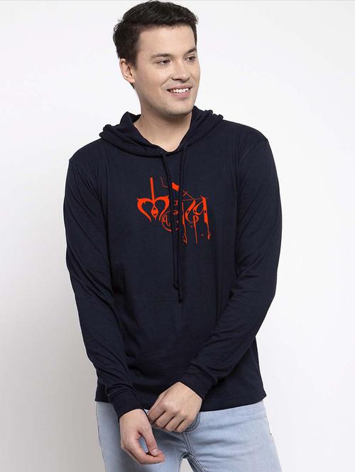 men hood neck chest printed t-shirt - 20968876 - Very Small Image - 1