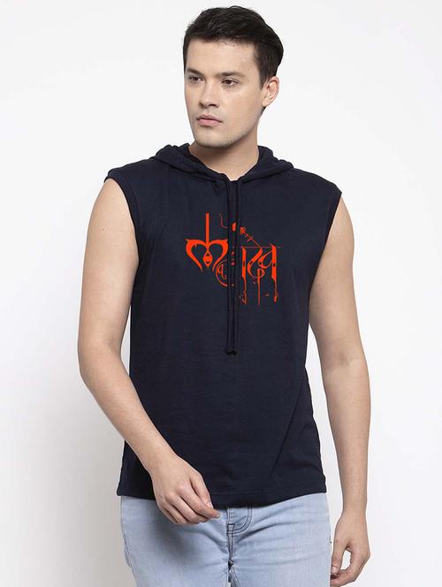 men hood neck chest printed t-shirt - 20968886 - Very Small Image - 1