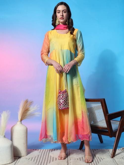 yellow kurta dupatta set - 20968888 - Very Small Image - 1
