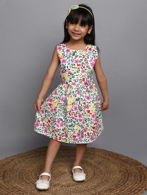 Girls Floral Printed Cotton Frock - 20969611 - Very Small Image - 1