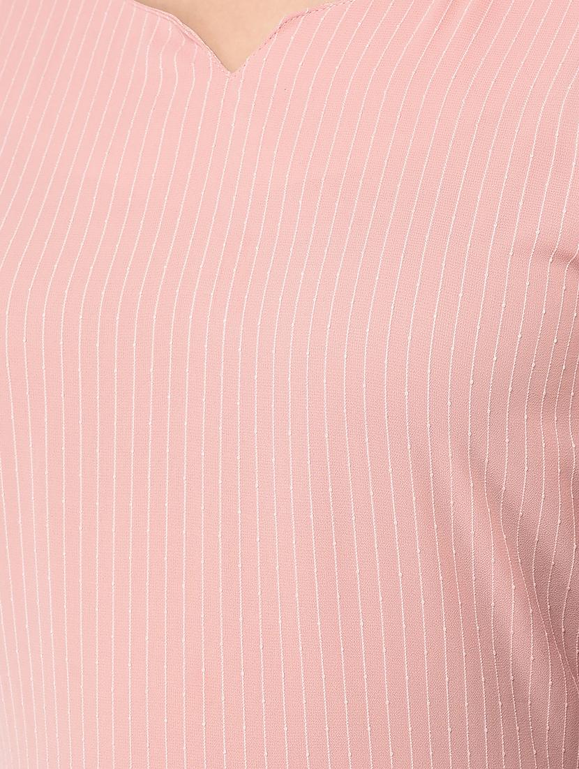 pink striped detailed fit & flare dress - 20969943 - Standard Image - 4