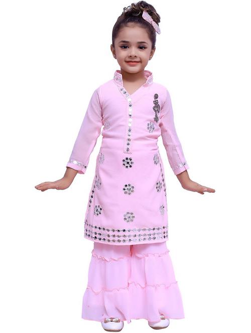 pink embroidered kurta palazzo suit set - 20970071 - Very Small Image - 1