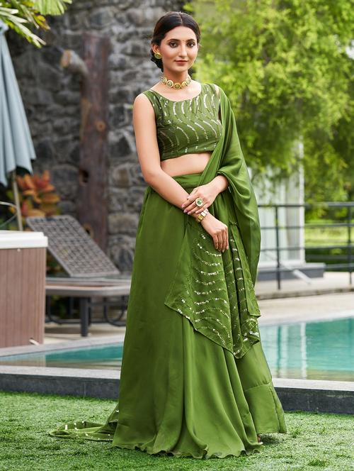 women flared semi-stitched lehnga - 20970481 - Very Small Image - 1