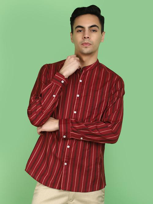stripes printed casual shirt - 20970617 - Very Small Image - 1
