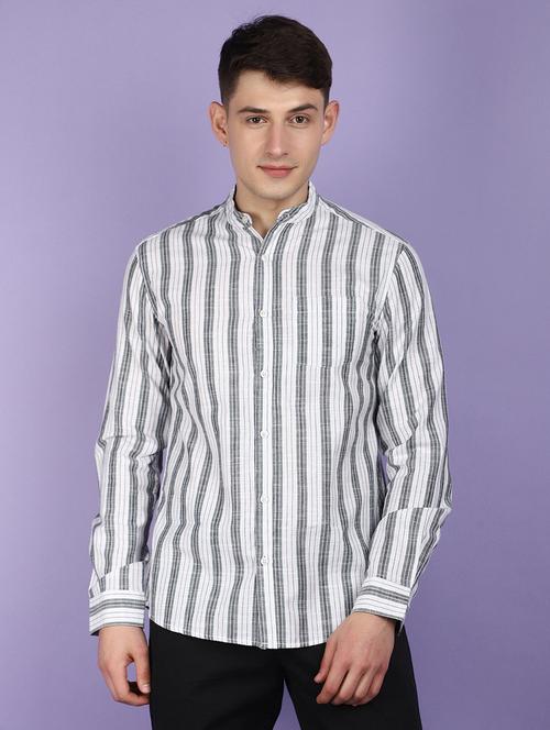stripes printed casual shirt - 20970619 - Very Small Image - 1