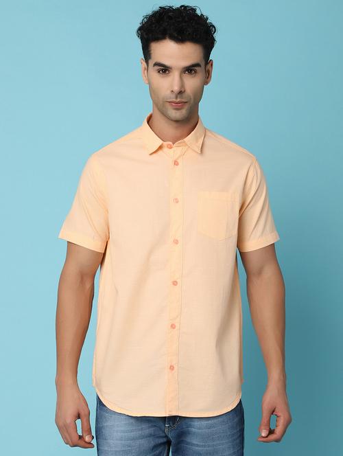 men solid orange casual shirt - 20972439 - Very Small Image - 1