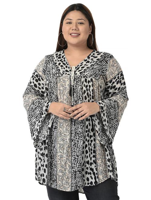 black printed detailed plus size tunic - 20973840 - Very Small Image - 1