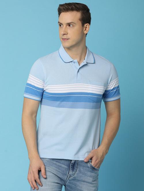 men polo neck striped t-shirt - 20973904 - Very Small Image - 1