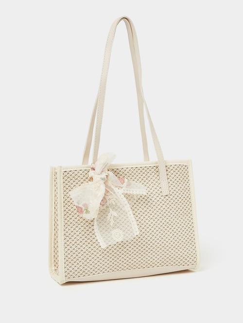 white textured handbag - 20977375 - Very Small Image - 1