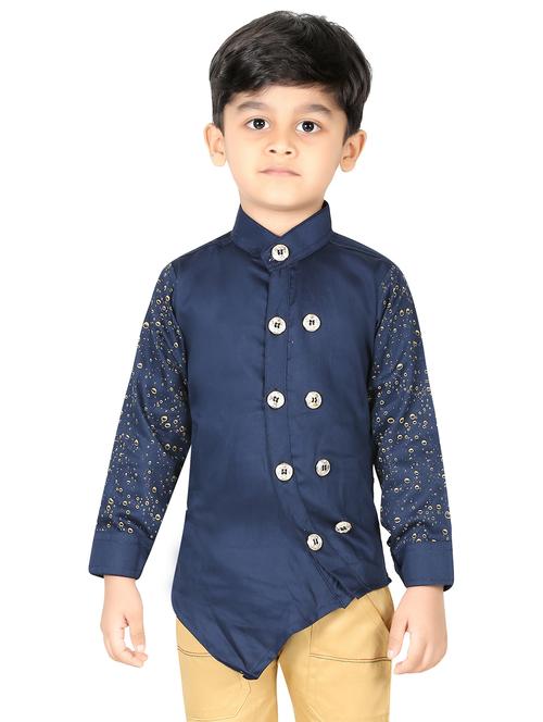 navy blue cotton blend shirt - 20977665 - Very Small Image - 1