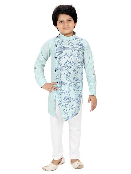 boys printed asymmetric kurta & pyjama set - 20977933 - Very Small Image - 1