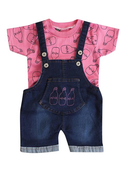 kids printed t-shirt & dungree set - 20979040 - Very Small Image - 1