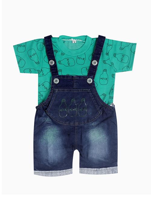 kids printed t-shirt & dungree set - 20979042 - Very Small Image - 1
