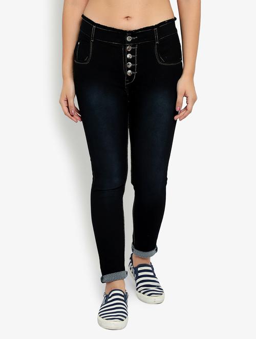 solid black detailed denim jeans - 20980728 - Very Small Image - 1