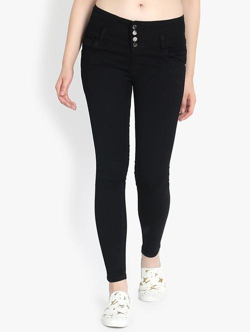 solid black skinny fit denim jeans - 20981621 - Very Small Image - 1