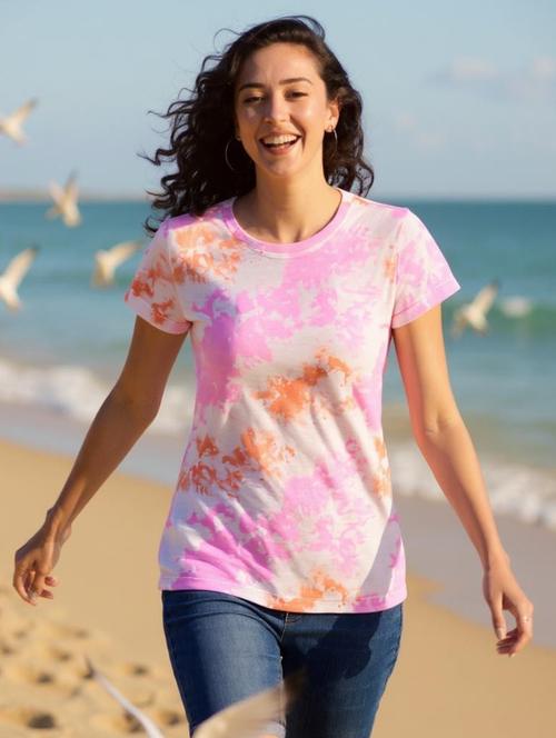 women tie & dye round neck t-shirt - 20982408 - Very Small Image - 1